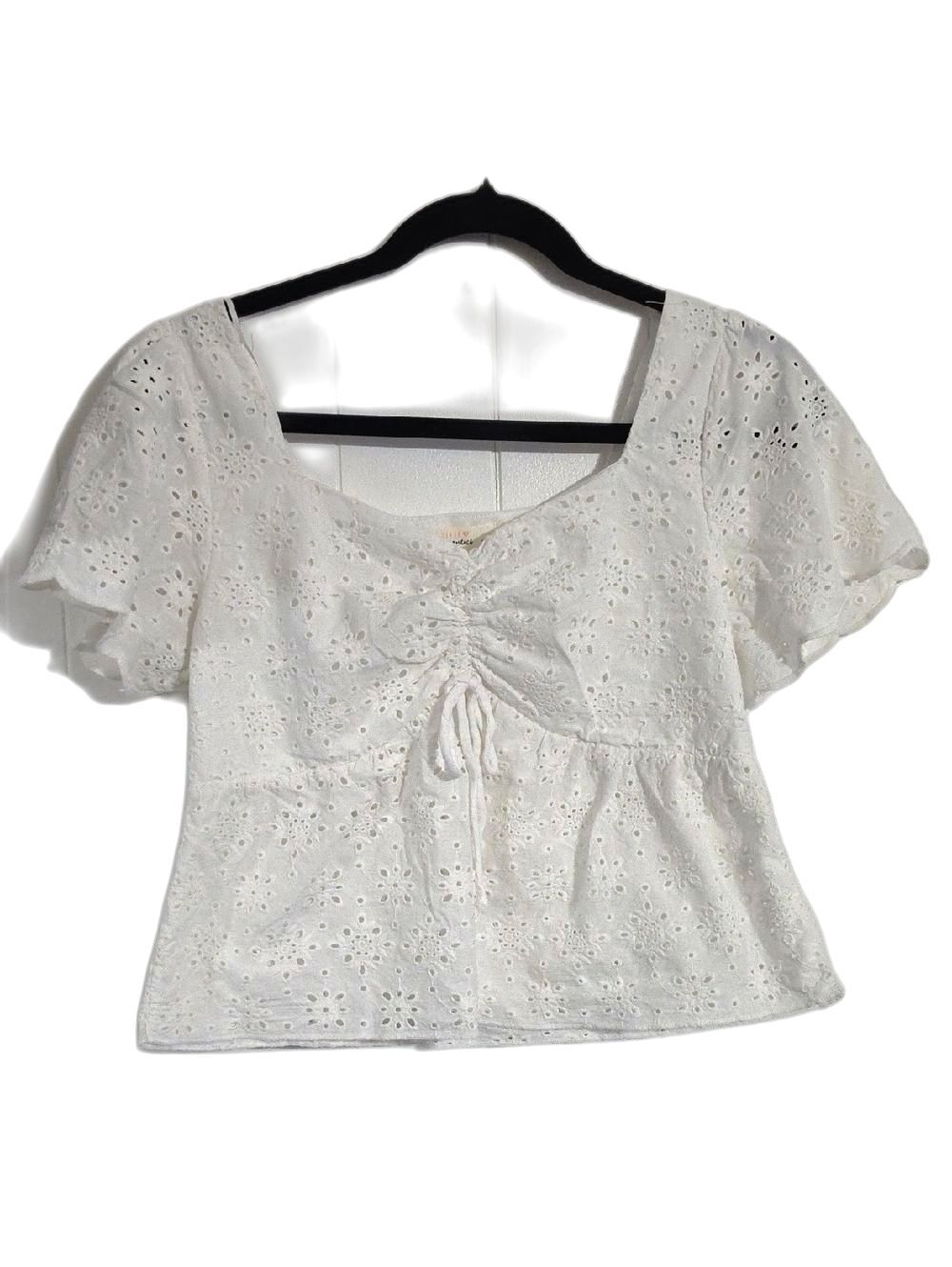 URBAN Romantics White Eyelet Tie-Front Crop Top